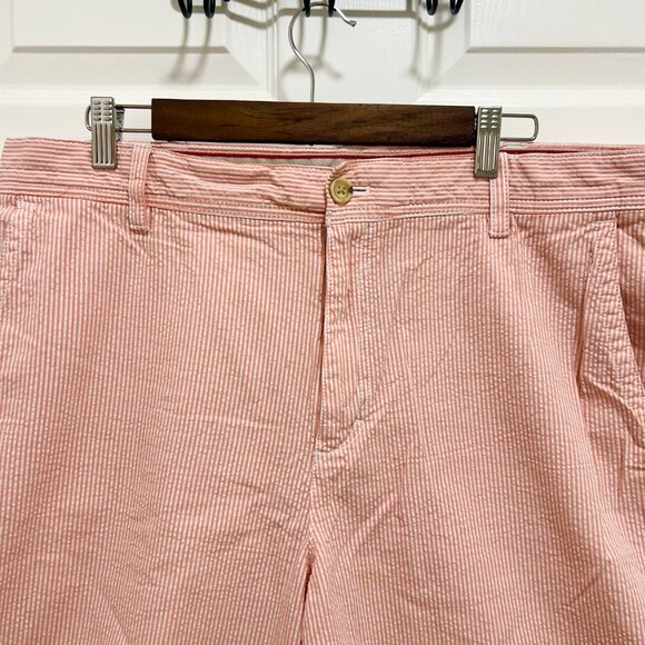 $50 IZOD Seersucker Shorts Mens 38 PinkWhite Stripe Cotton Preppy Casual Coastal - Picture 4 of 7